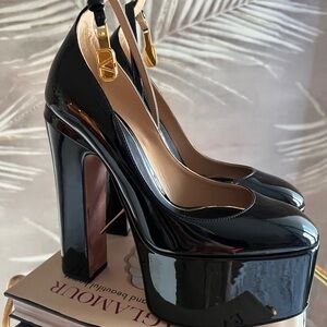 Valentino Garavani Black Patent Platform Heels